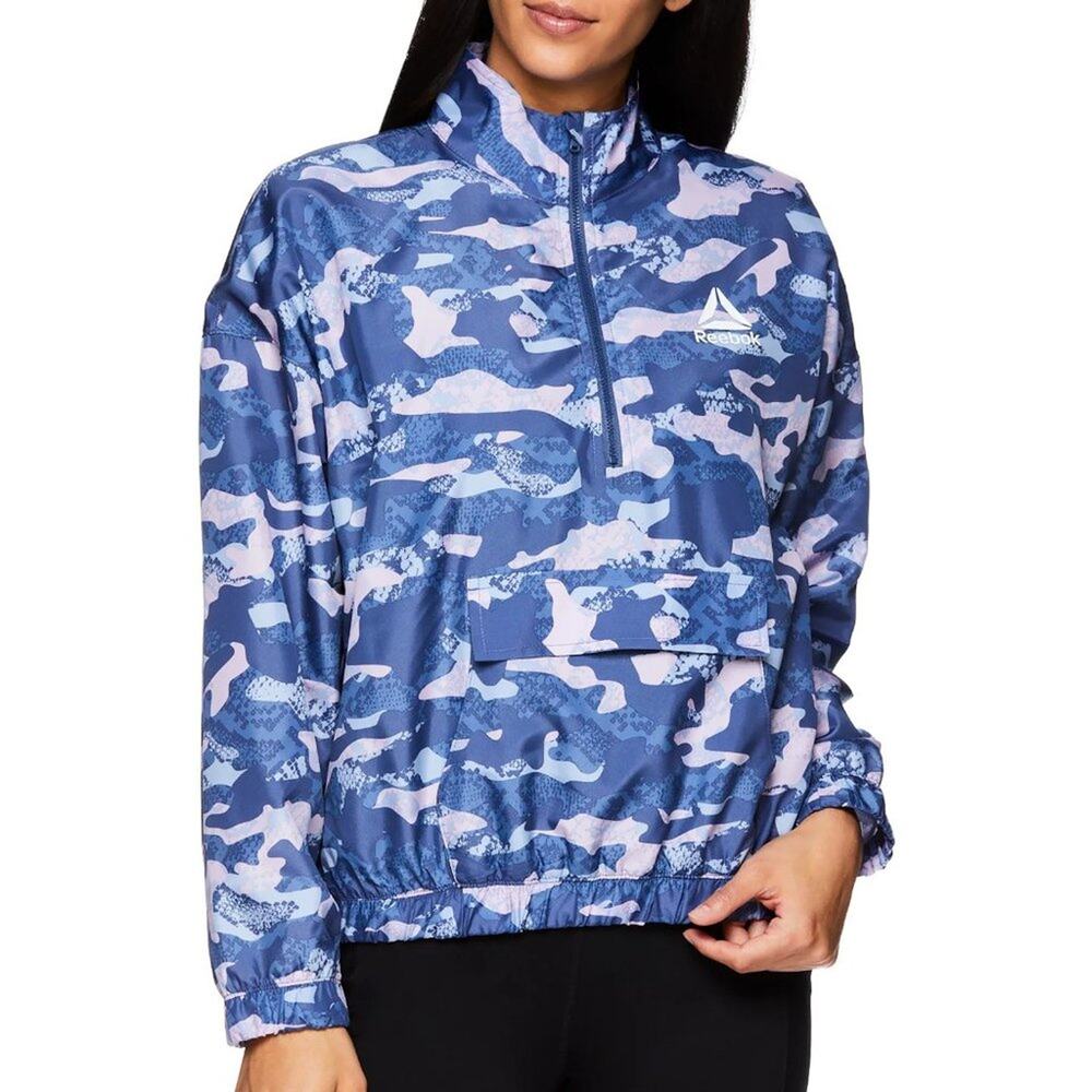 REEBOK |‎ Blue Camouflage Windbreaker Pullover Jacket | Top